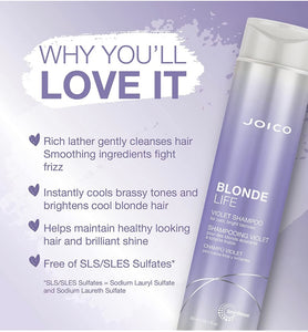 Joico Blonde Life Violet Shampoo | Neutralizes Brass | SLS/SLES Sulfate Free | For Fresh and Bright Blonde